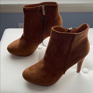Brown suede booties